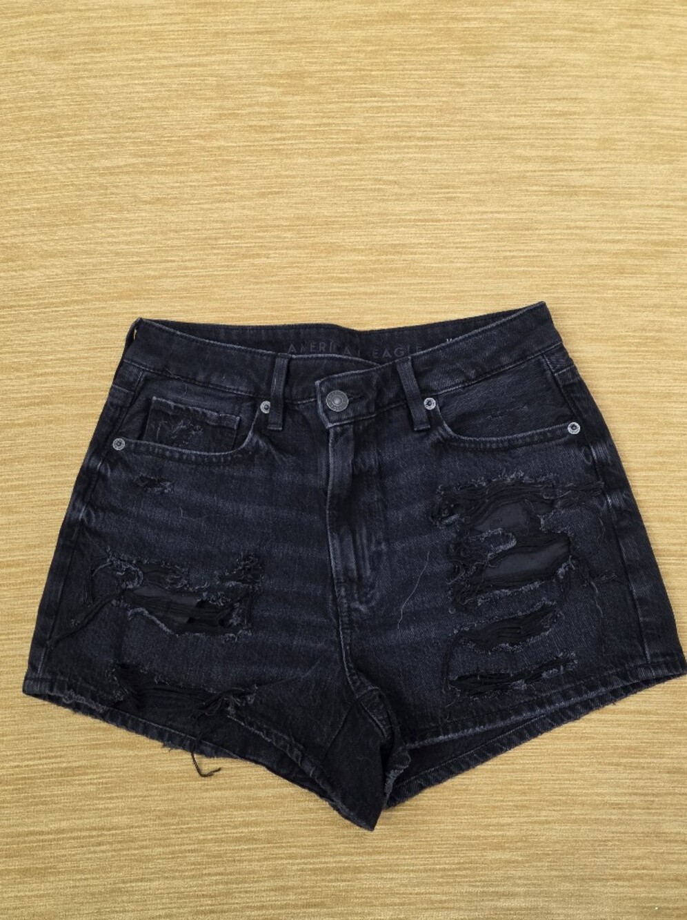American Eagle Black Denim Jean Shorts High Waist Size 2 Women's